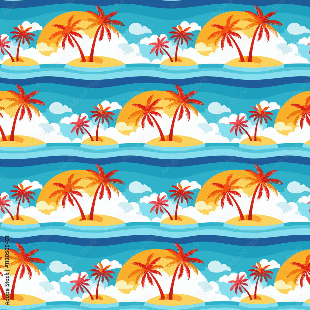 Obraz premium Vacation Vibes Pattern Vector 