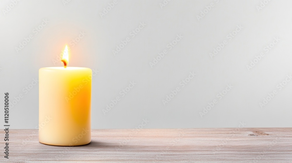 A lit candle on a wooden surface, creating a warm ambiance. A lit candle on a wooden surface, creating a warm ambiance.