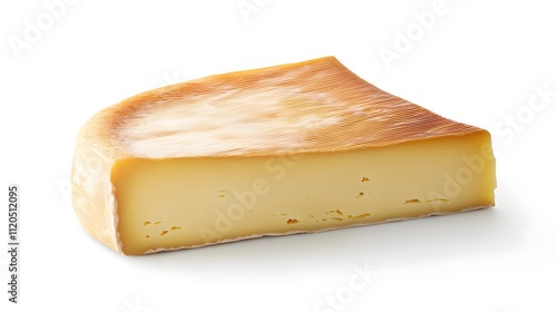 A Wedge Of Pale Yellow Cheese With Brown Rind photo