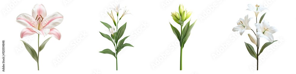 Sword lily isolated on transparent background, Set of Sword lily isolated on transparent background, Set of