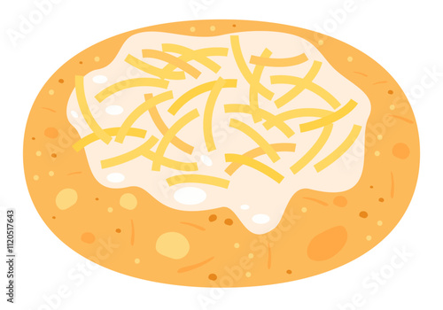 Langos hungarian retro street food with sour cream, cheese. Langos sign, symbol, icon