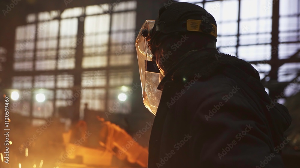 A worker in protective gear at a busy industrial site, focused on safety and efficiency. Stock Clip A worker in protective gear at a busy industrial site, focused on safety and efficiency. Stock Clip