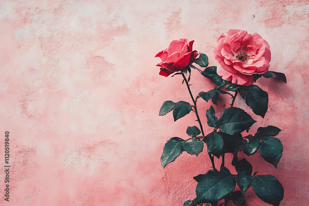 Pink and red gradient Valentine's Day background with minimalistic icons Pink and red gradient Valentine's Day background with minimalistic icons