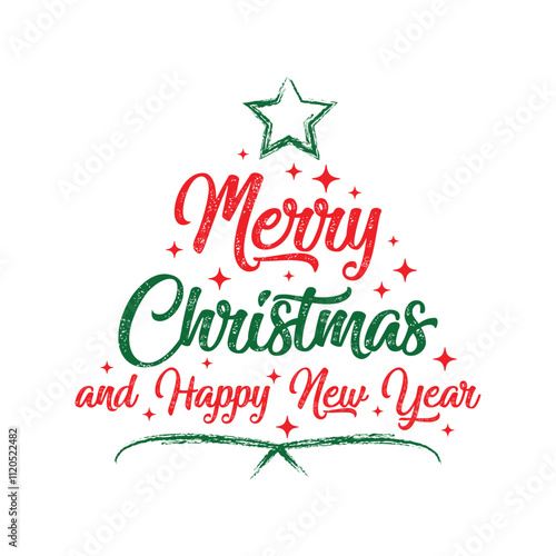 We wish you a Merry Christmas and a Happy New Year text vector design. 