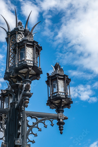Beautiful lanterns under high blue skies