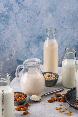 Plant based vegan non dairy alternative milk photo