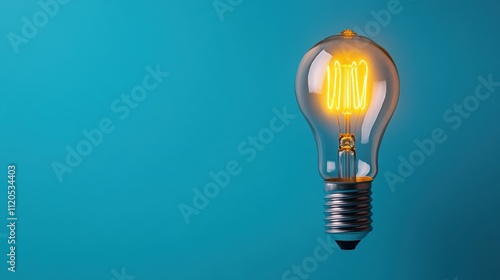 Bright Light Bulb Glowing Against a Solid Blue Background for Creative Project Inspiration and Illumination Ideas