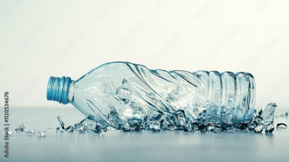 Crushed plastic bottle isolated Crushed plastic bottle isolated