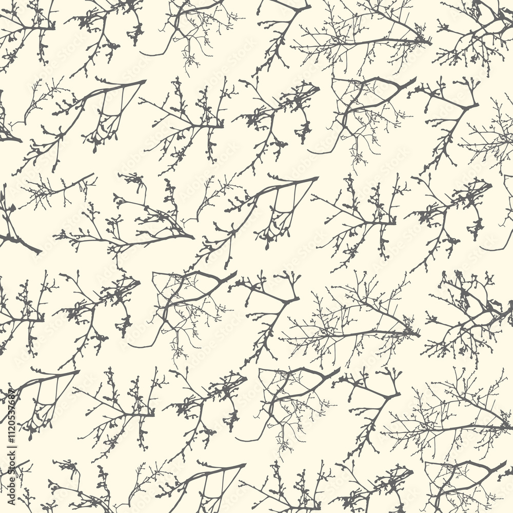 Fototapeta premium Seamless pattern with tree branches silhouette. Napkin, napkin with original design. 