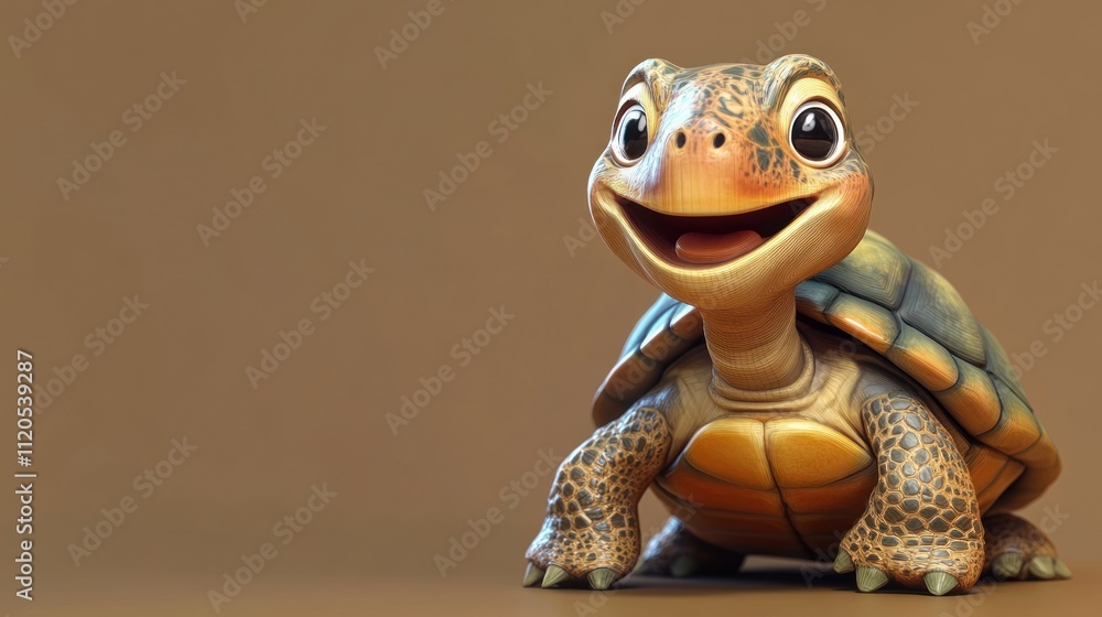 Happy Cartoon Tortoise Posing Cheerfully Happy Cartoon Tortoise Posing Cheerfully