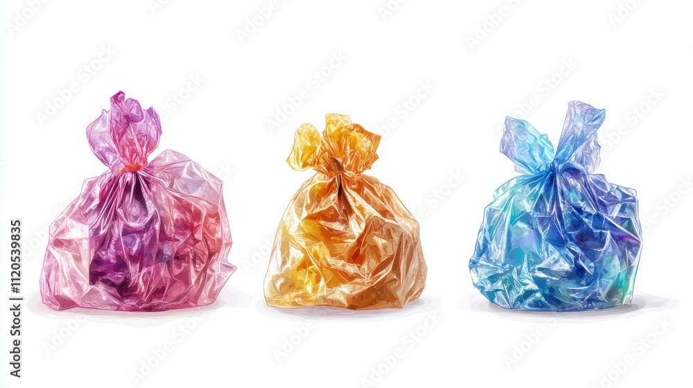 Set with piles of plastic garbage on white background. Banner design Set with piles of plastic garbage on white background. Banner design