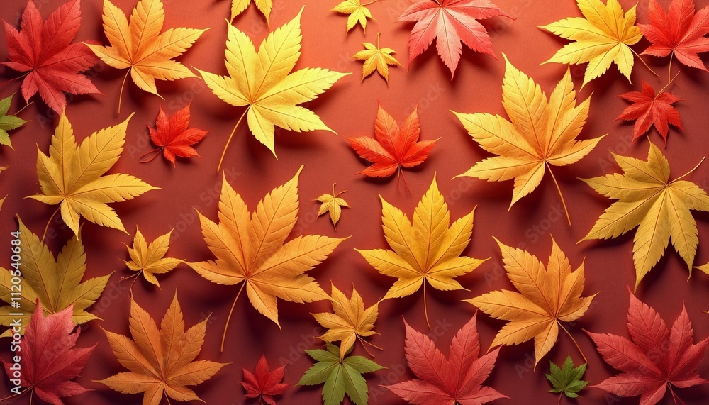 Colorful Maple Leaves on a Warm Background in Autumn Style Colorful Maple Leaves on a Warm Background in Autumn Style