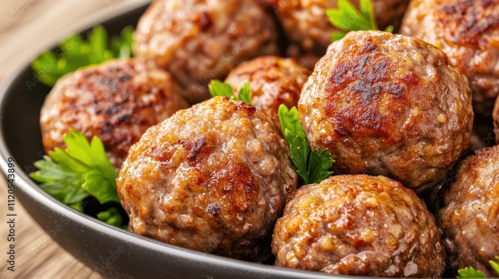 Delicious Homemade Meatballs in a Dark Bowl Delicious Homemade Meatballs in a Dark Bowl