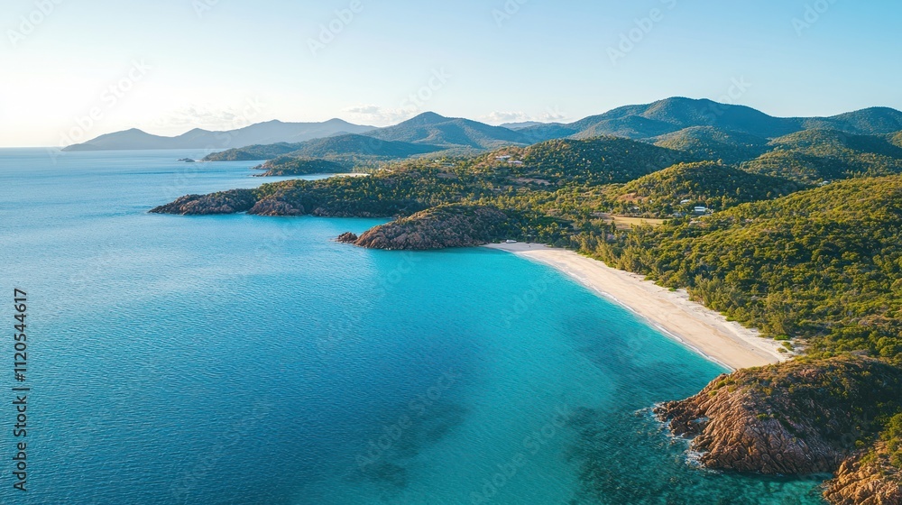 Secluded Tropical Beach And Lush Green Mountains Secluded Tropical Beach And Lush Green Mountains