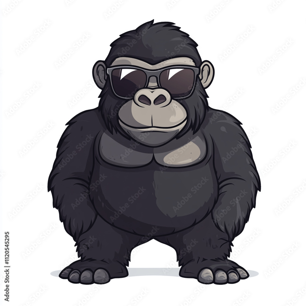 Fototapeta premium A cute gorilla wearing sunglasses. A simple flat cartoon-style illustration. 