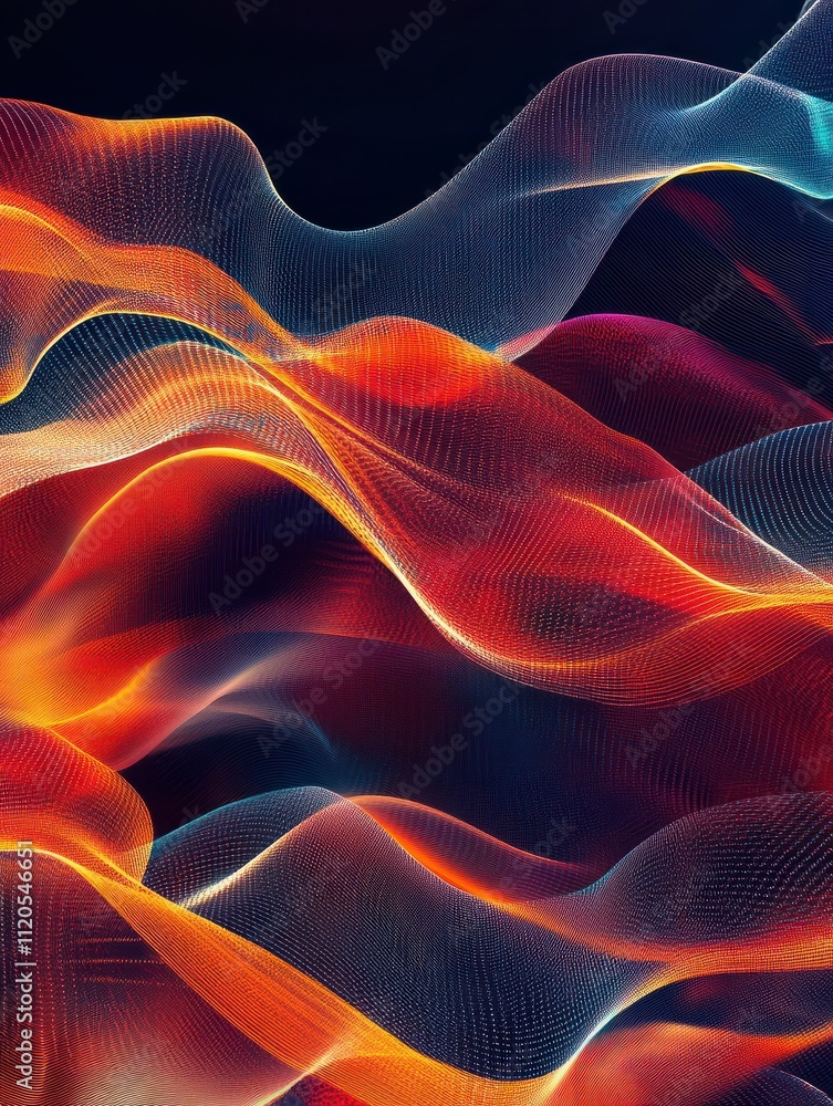 Fototapeta premium Big data flow technology and science vector background, tech abstraction with lines electronics and digital style in 3D dimensional perspective, abstract illustration.