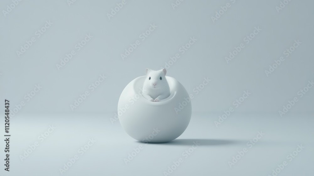 White Hamster Inside A White Spherical Nest White Hamster Inside A White Spherical Nest