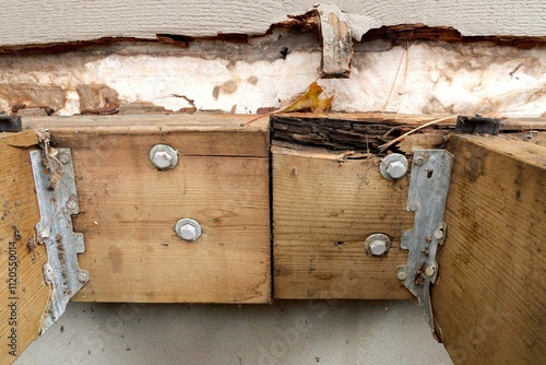 Deck Ledger Board Incorrectly Installed over Wood Siding has led to Extensive Dry Rot and Damage
