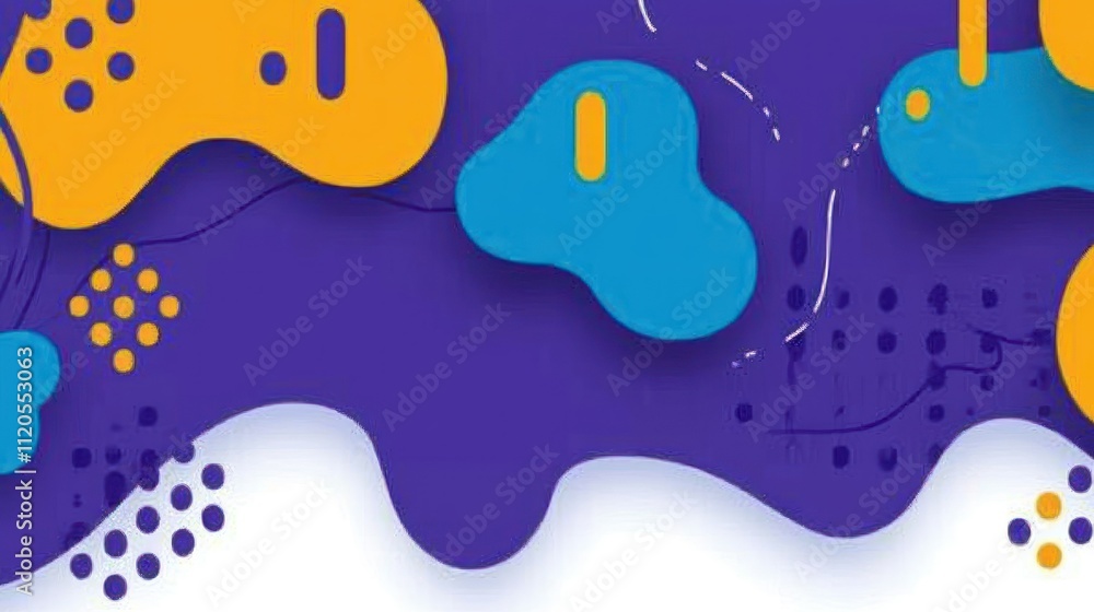 Abstract design with colorful shapes on a purple background. Abstract design with colorful shapes on a purple background.