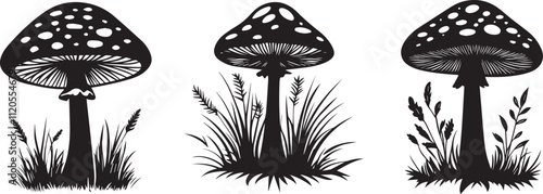Silhouette of a mushroom plants vector silhouette
