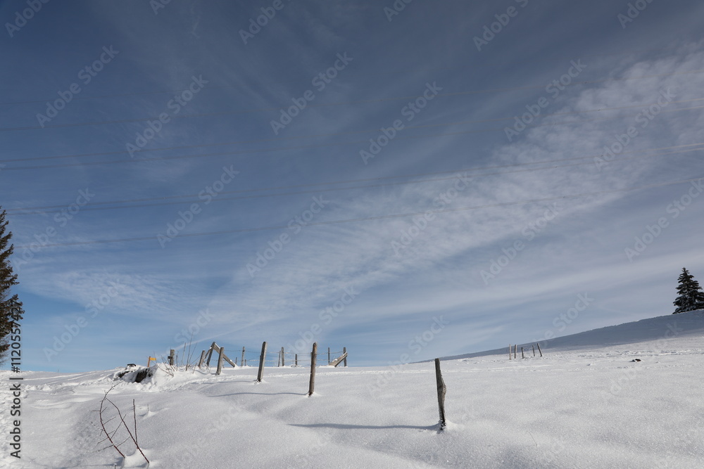 Snow landscape located in Pléiades, near Vevey, Switzerland Snow landscape located in Pléiades, near Vevey, Switzerland