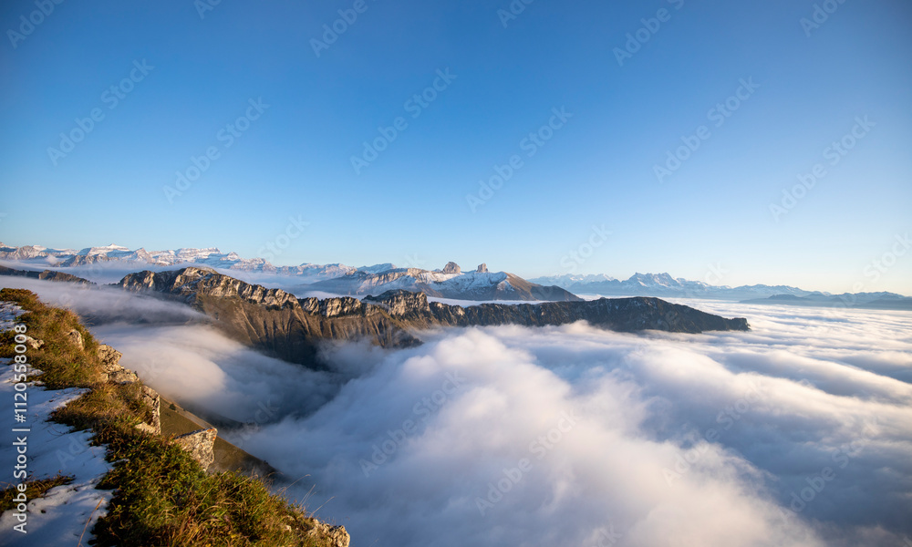 sea of clouds above Rochers-de-Naye, Switzerland sea of clouds above Rochers-de-Naye, Switzerland