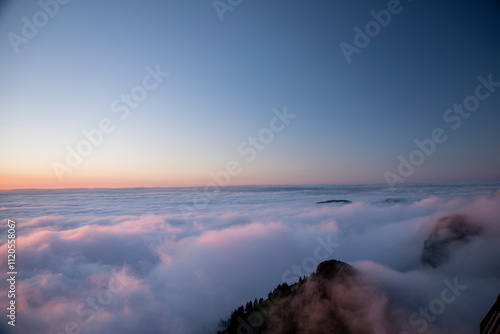 sea ​​of ​​clouds above Rochers-de-Naye, Switzerland