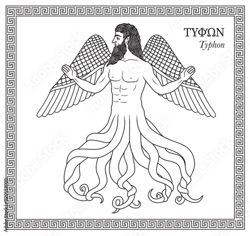 Vector illustration of a Greek mythological monster Typhon