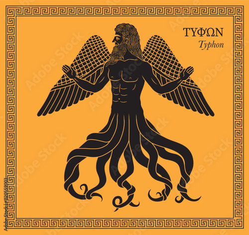 Vector illustration of a Greek mythological monster Typhon