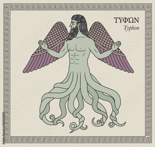 Vector illustration of a Greek mythological monster Typhon