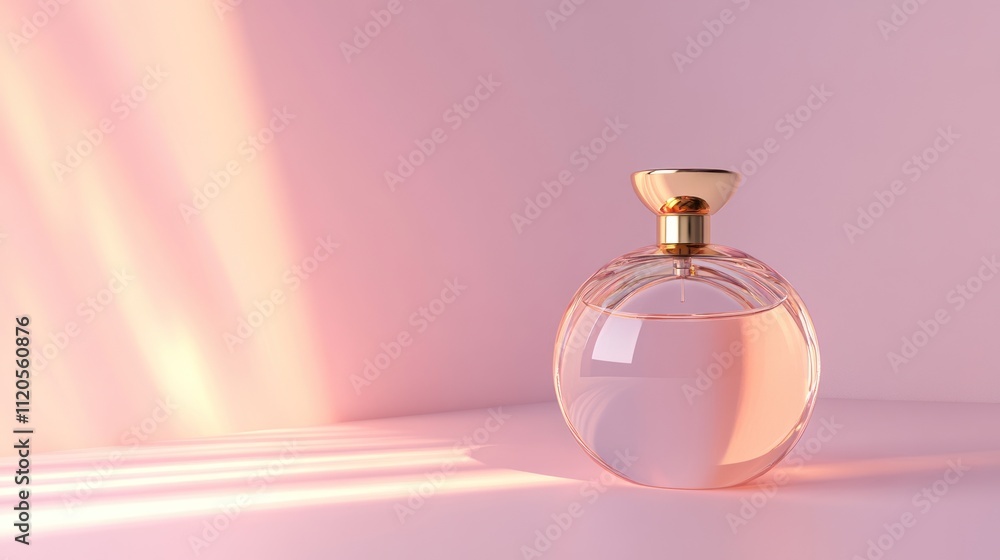 Elegant perfume bottle on pink background with soft lighting. Elegant perfume bottle on pink background with soft lighting.