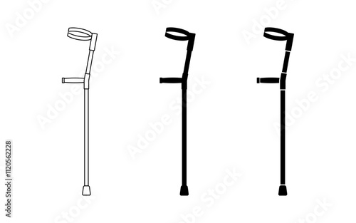 forearm  or elbow crutch icon set