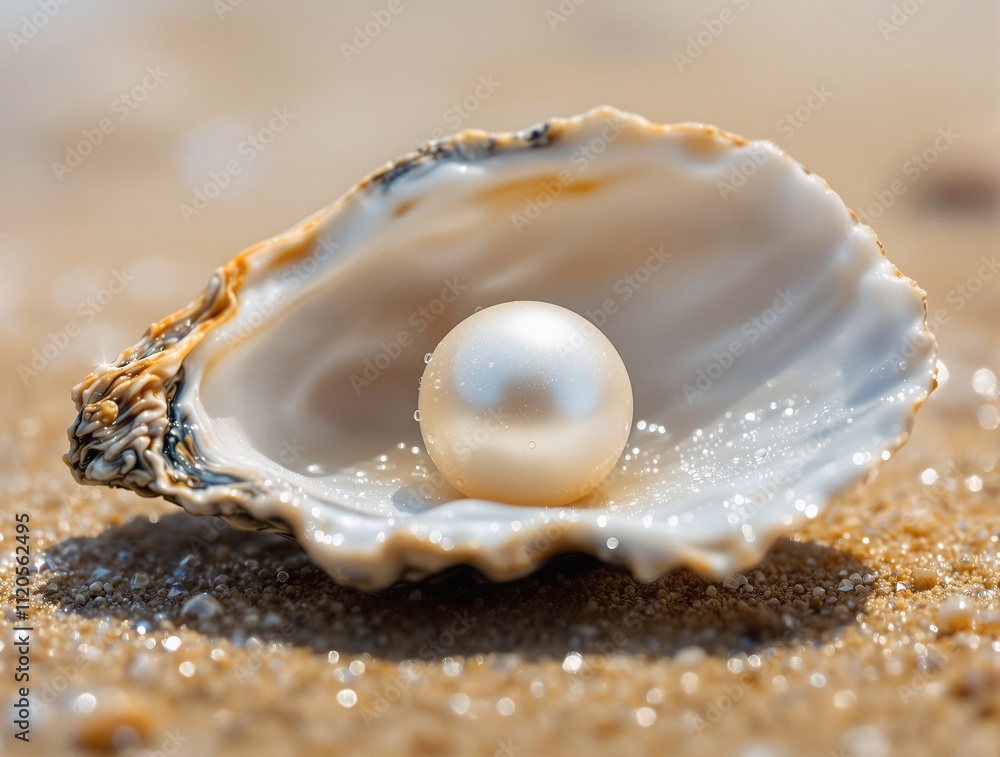 Open oyster with a pearl inside Open oyster with a pearl inside