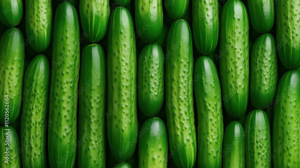Close-Up of Fresh Green Cucumbers Neatly Aligned with Natural Texture and Vibrant Color Close-Up of Fresh Green Cucumbers Neatly Aligned with Natural Texture and Vibrant Color