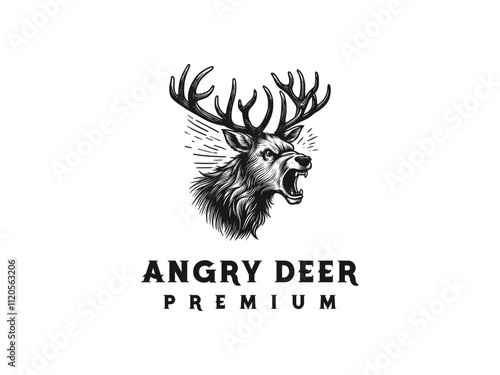 angry deer illustration premium 
 photo