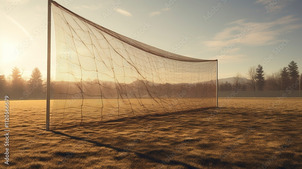 A photo of a collection of soccer goal nets A photo of a collection of soccer goal nets