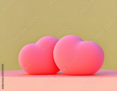 two red hearts 3d icon isolated on transparent background cutout ia 