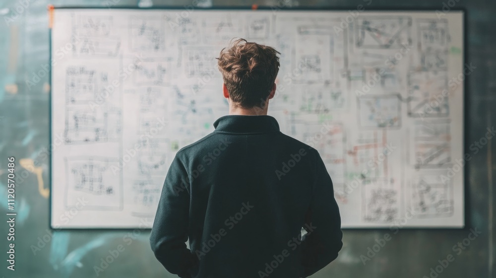Coach standing near a whiteboard with tactical diagrams, focused on explaining plays generative ai Coach standing near a whiteboard with tactical diagrams, focused on explaining plays generative ai