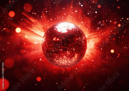 Radiant Red Disco Ball with Explosive Light Effects