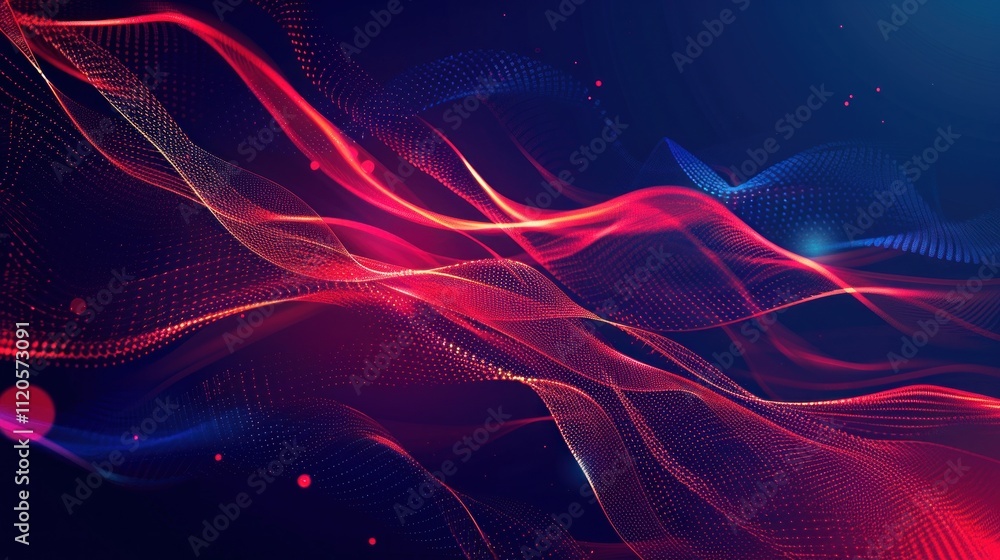 Obraz premium Abstract Red and Blue Digital Waves