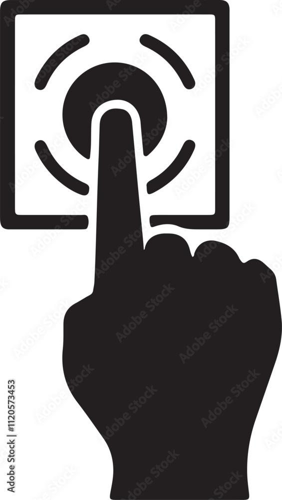 Illustration of an icon showing a finger pressing a danger button, symbolizing a warning or emergency action Illustration of an icon showing a finger pressing a danger button, symbolizing a warning or emergency action