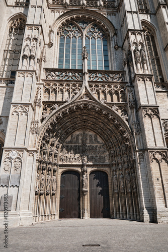 Entrance of the Cathedral of Our Lady in Antwerp, Belgium. photo