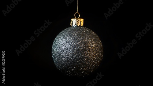 A glittering Christmas ball isolated on a black background.