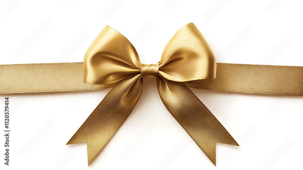 A gold bow and ribbon, ideal for Christmas gift wrapping and decorations. A gold bow and ribbon, ideal for Christmas gift wrapping and decorations.