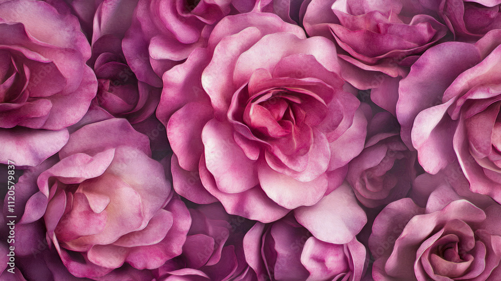 Vibrant pink roses blooming in detailed close-up