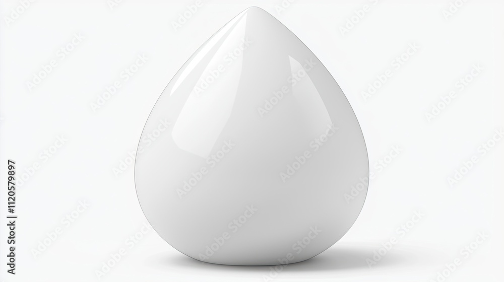 A glossy, white teardrop-shaped object on a plain background. A glossy, white teardrop-shaped object on a plain background.