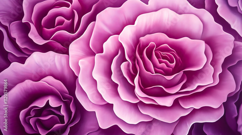 Vivid pink rose blooms: close-up petal patterns in full bloom photo