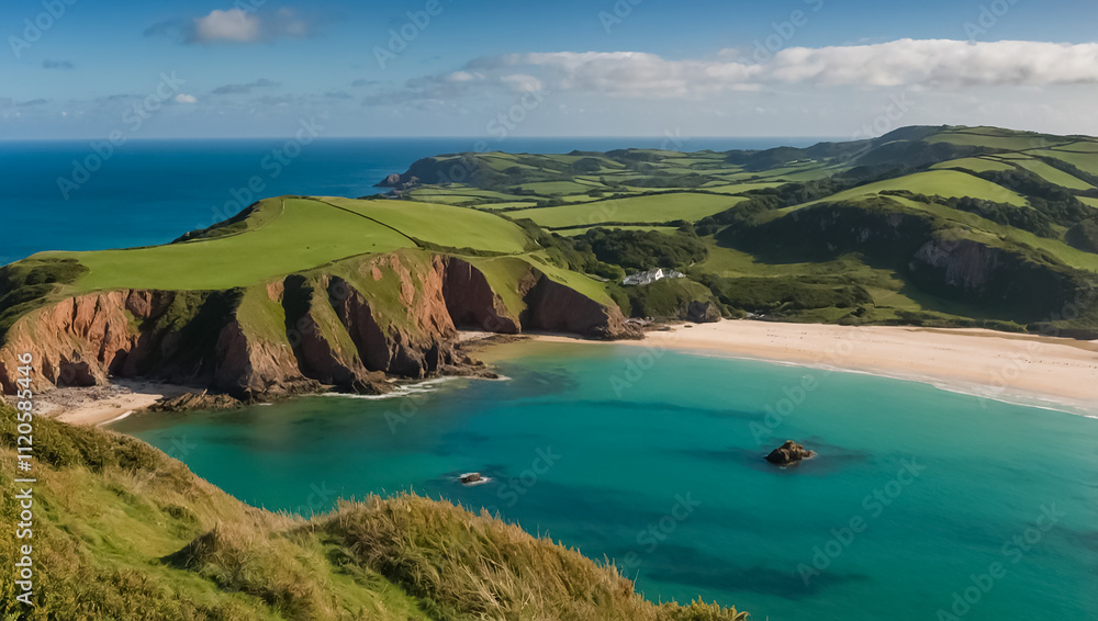 Stunning panorama of Jersey Island UK, sunny day Stunning panorama of Jersey Island UK, sunny day