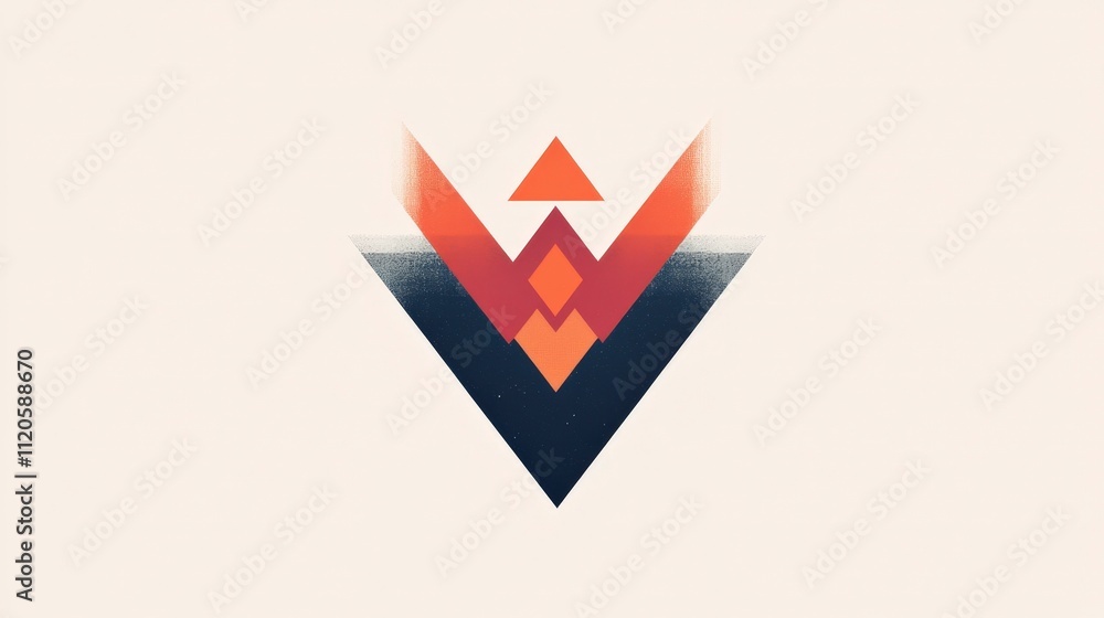 Abstract Geometric Arrow Design in Orange and Teal - Minimalist Style