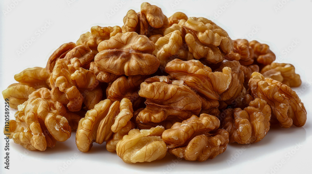 Close-up of raw walnuts against white background Close-up of raw walnuts against white background